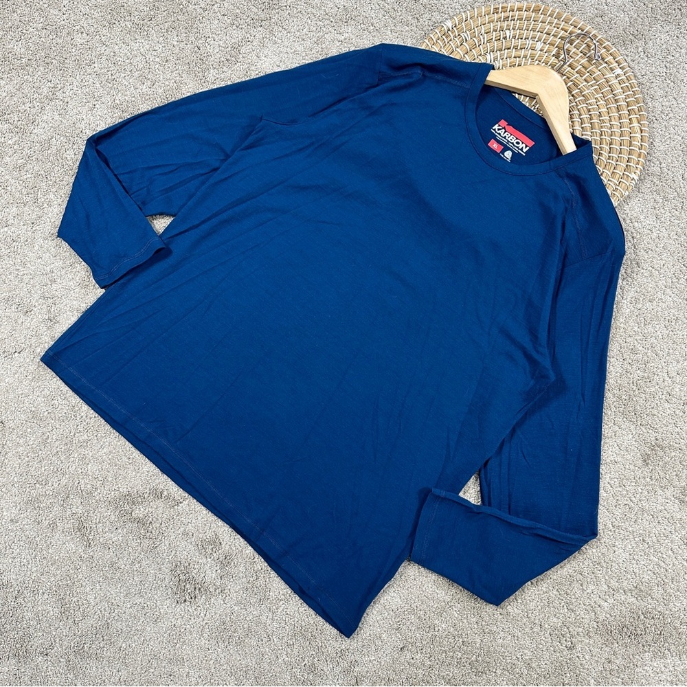 Karbon Men’s Merino Wool Longsleeve Shirt Crew Neck Base Layer Outdoor Blue XL